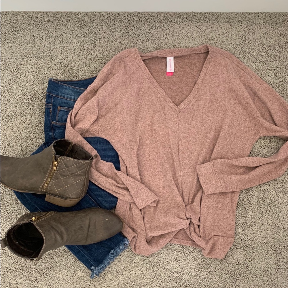 Pink knotted detail sweater